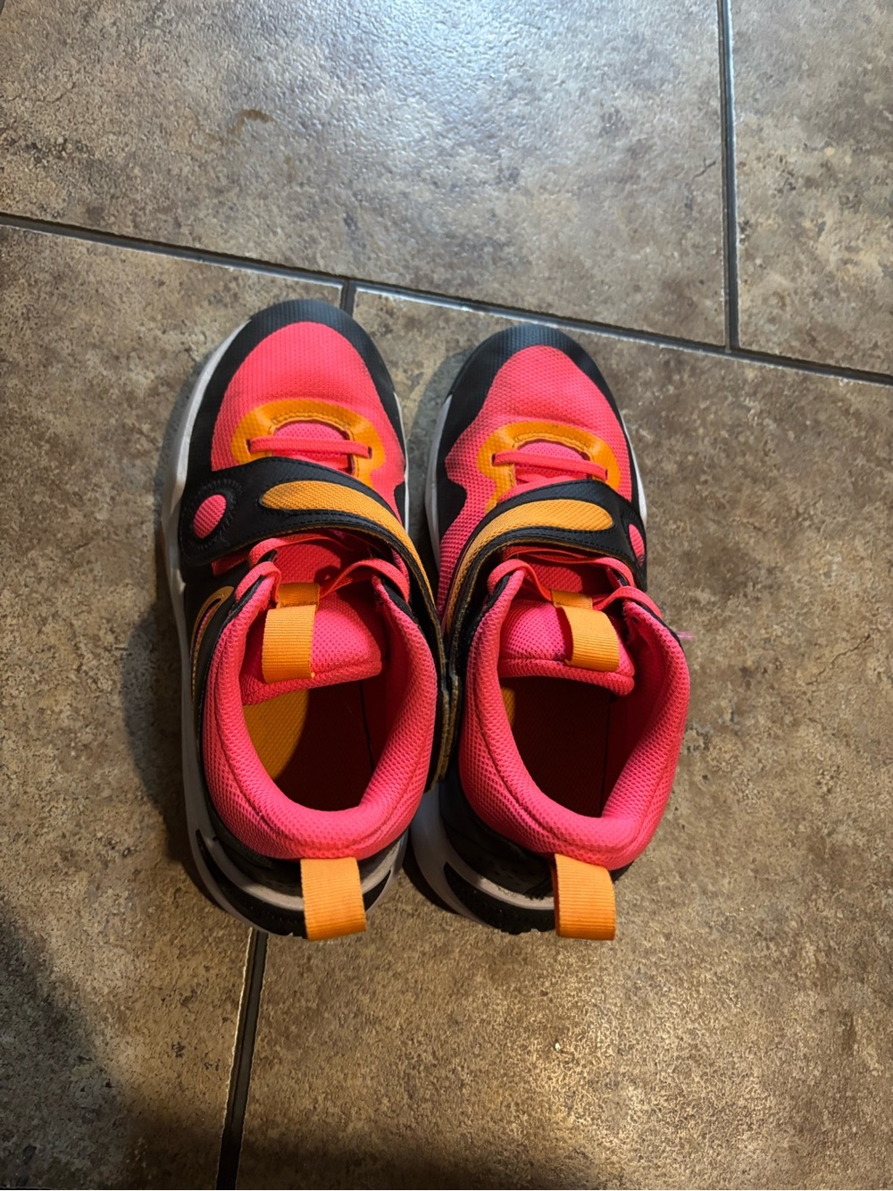Nike Kids Pink and Orange Hook-and-Loop Sneakers
